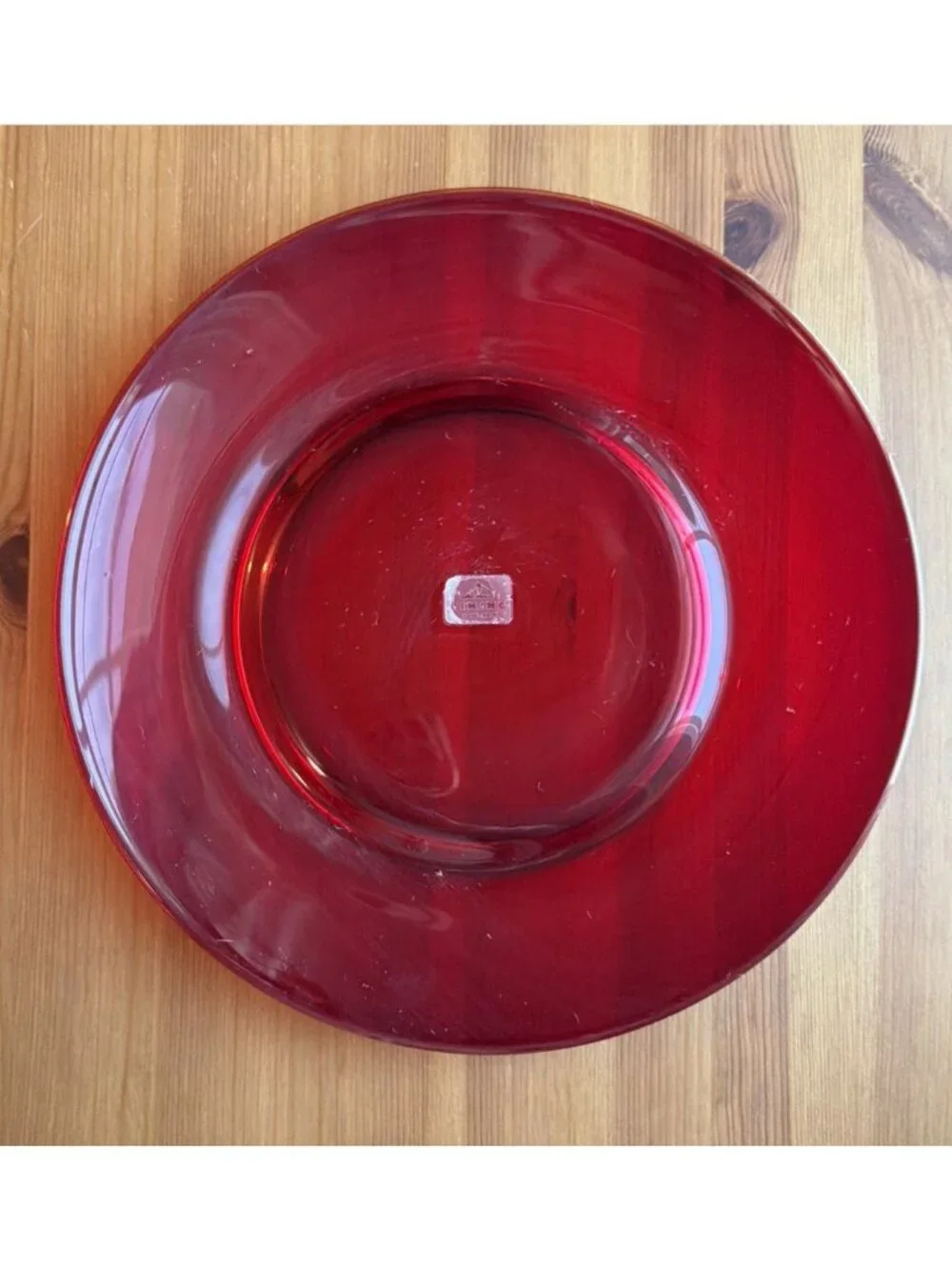Viking  Ruby Red Glass Dinner Plate 10’’ Gound Base 2
